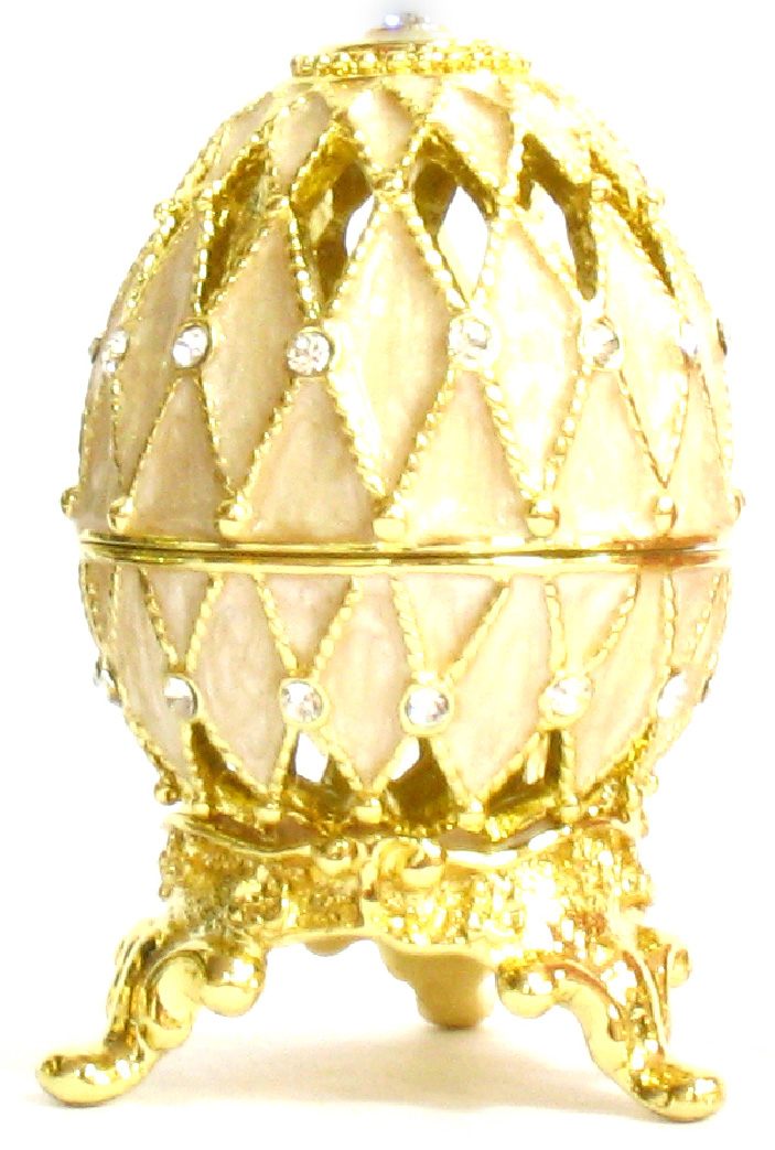 Яйцо пасхальное "Сетка ажурная" со стразами, цвет бежевый