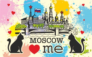 купить Магнит "Moscow love me" 10х6,3 см