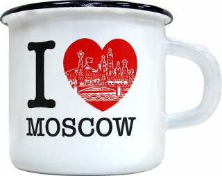 купить Кружка металлическая эмалированная "I love Moscow"