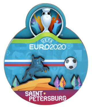 купить Магнит деревянный UEFA EURO2020 "Санкт-Петербург. Медный всадник"
