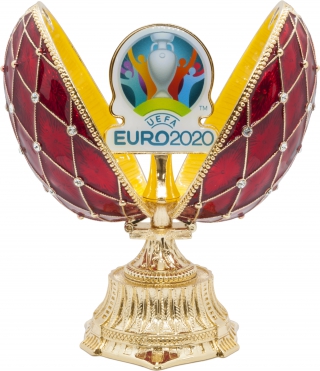 купить Яйцо пасхальное "Сетка со вставкой Эмблема UEFA EURO2020" цвет красный, высота 11,5 см