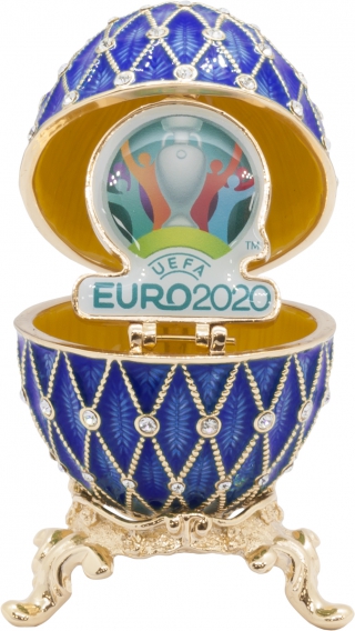 купить Яйцо пасхальное "Сетка со вставкой Эмблема UEFA EURO2020" цвет синий, высота 6,5 см