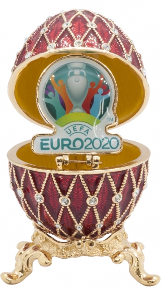 купить Яйцо пасхальное "Сетка со вставкой Эмблема UEFA EURO2020"  цвет красный, высота 6,5 см