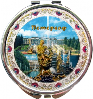 купить Зеркало металлическое с фольгированной вставкой "Петергоф. Самсон", цвет серебро