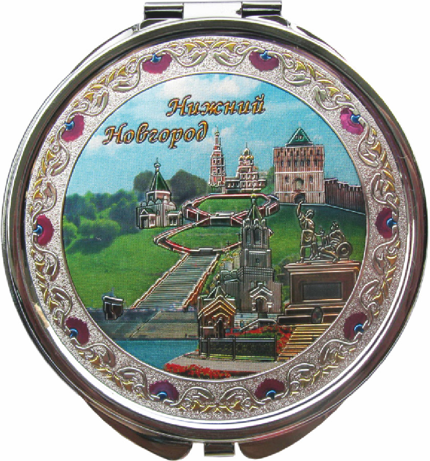Зеркало с фольгированной вставкой "Нижний Новгород. Чкаловская лестница-Коллаж", цвет серебро