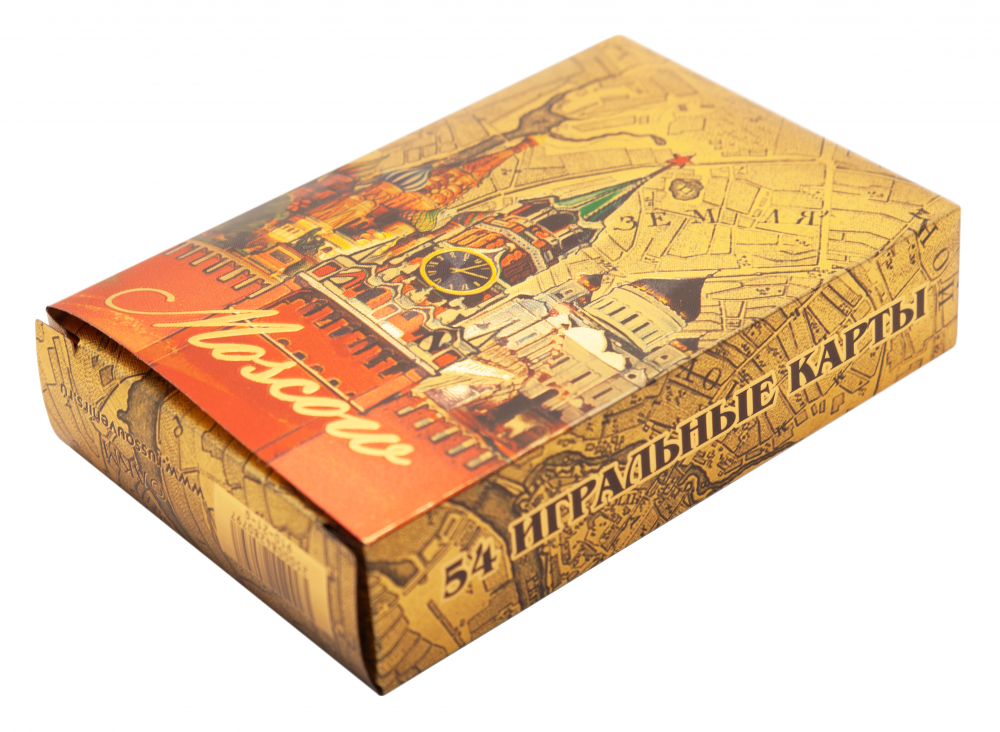 Карты игральные сувенирные фольга Москва. Спасская башня, цвет золото
