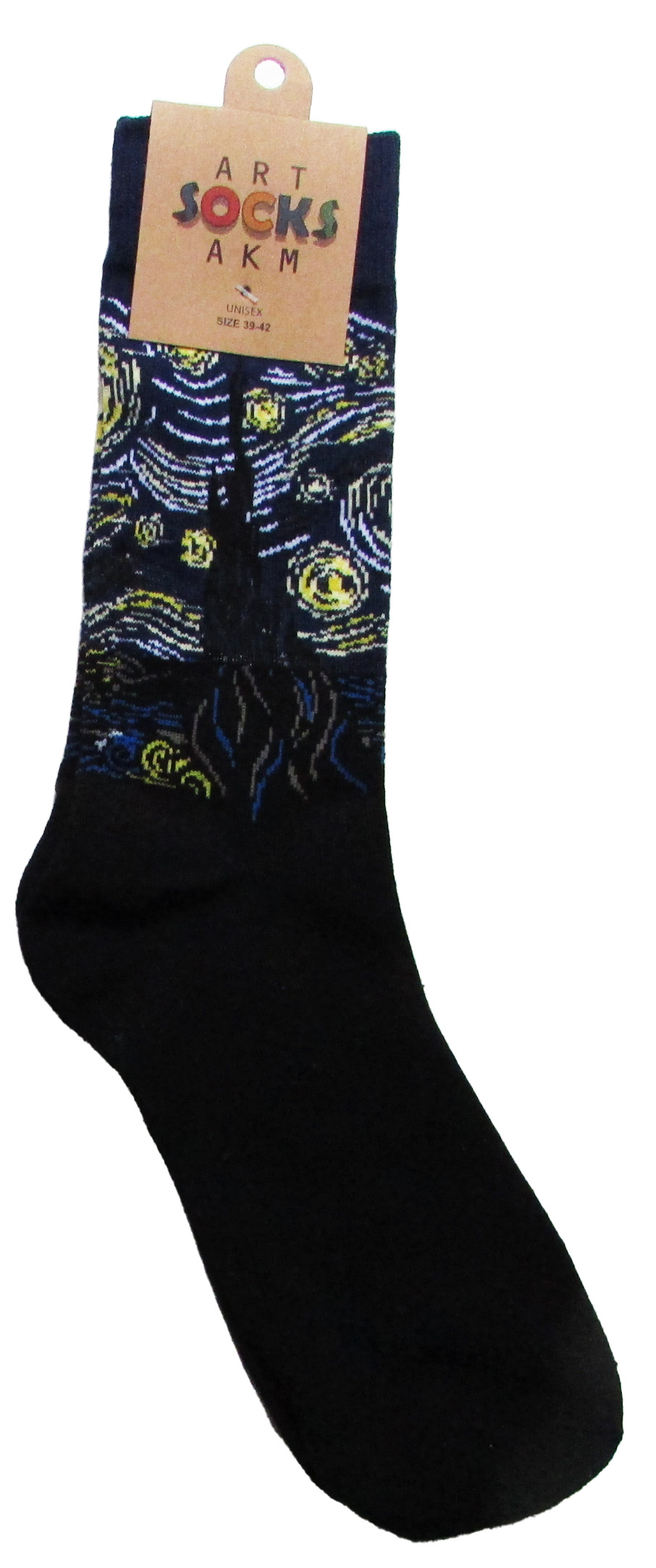 Носки трикотажные, цвет черный "Ван Гог, Звездная ночь", размер 39-42