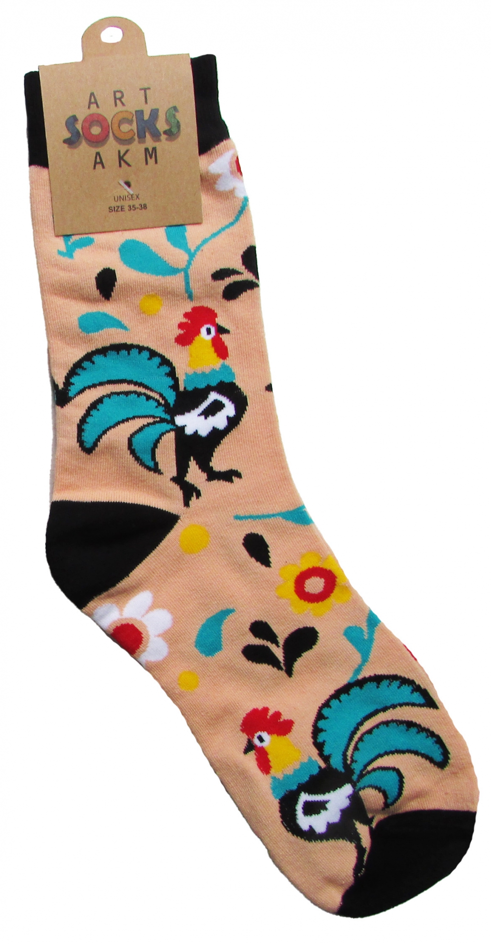 Носки трикотажные, цвет бежевый "Петухи", размер 35-38