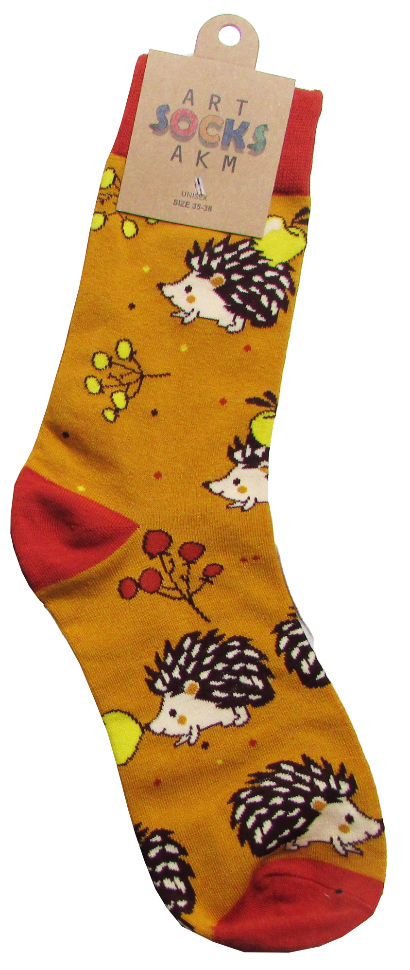 Носки трикотажные, цвет оранжевый "Ёжики", размер 35-38