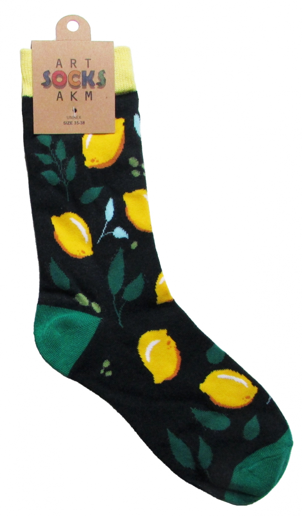 Носки трикотажные, цвет черный "Лимоны", размер 35-38