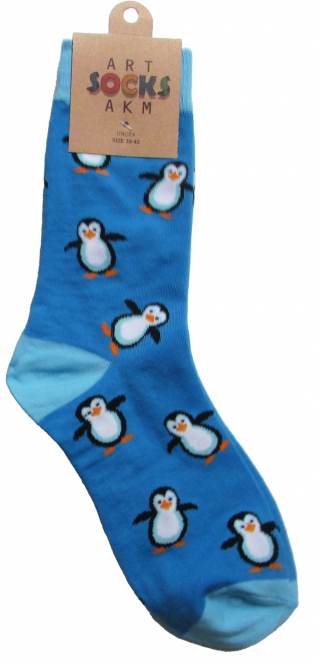 купить Носки трикотажные, цвет светло синий "Пингвины", размер 35-38