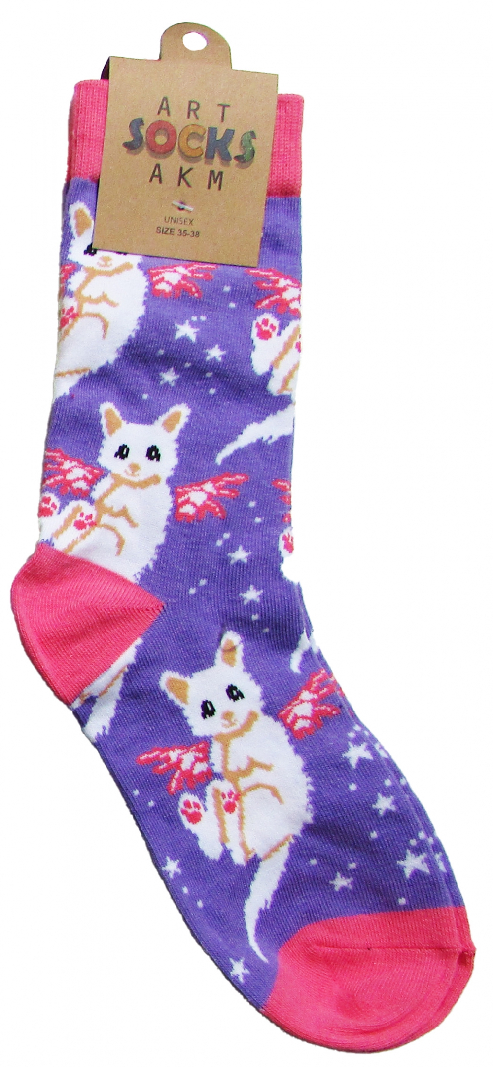Носки трикотажные, цвет сиреневый "Котята", размер 35-38