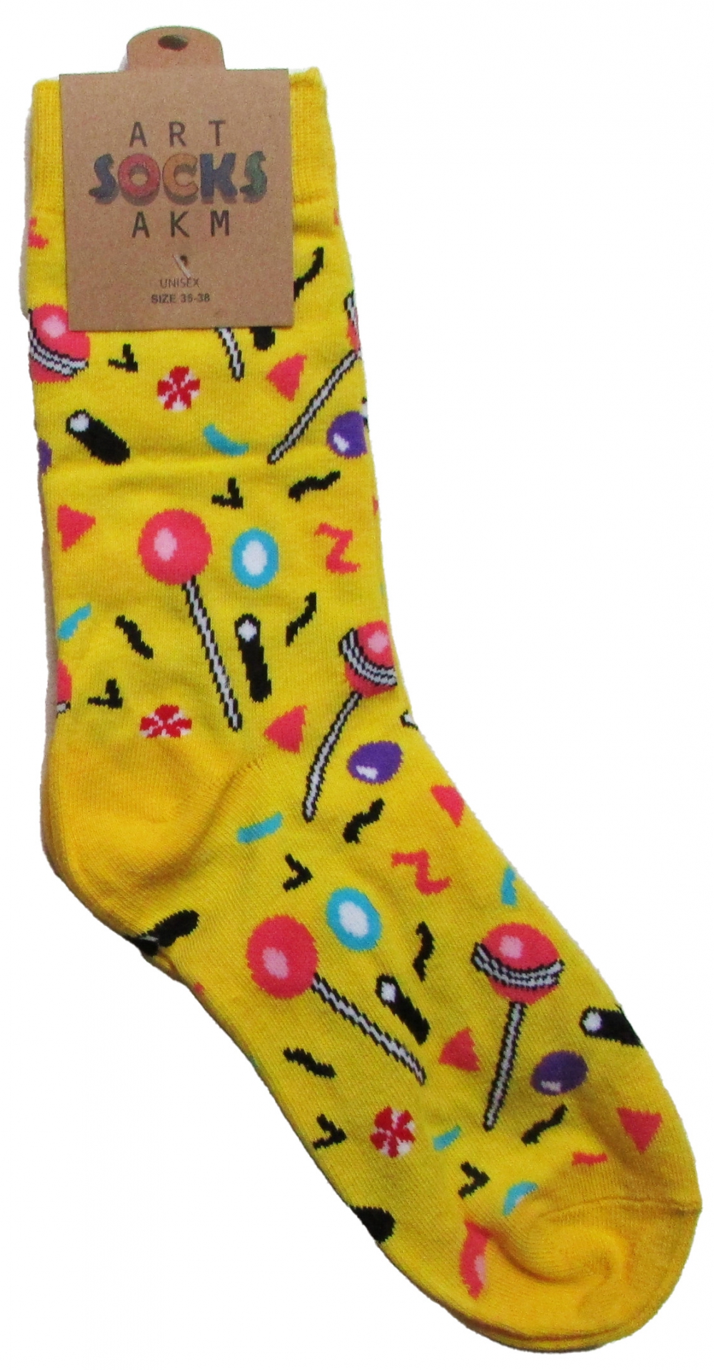 Носки трикотажные, цвет желтый "Чупа-чупс", размер 35-38