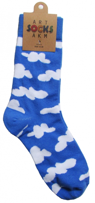 купить Носки трикотажные, цвет светло синий "Облака", размер 35-38