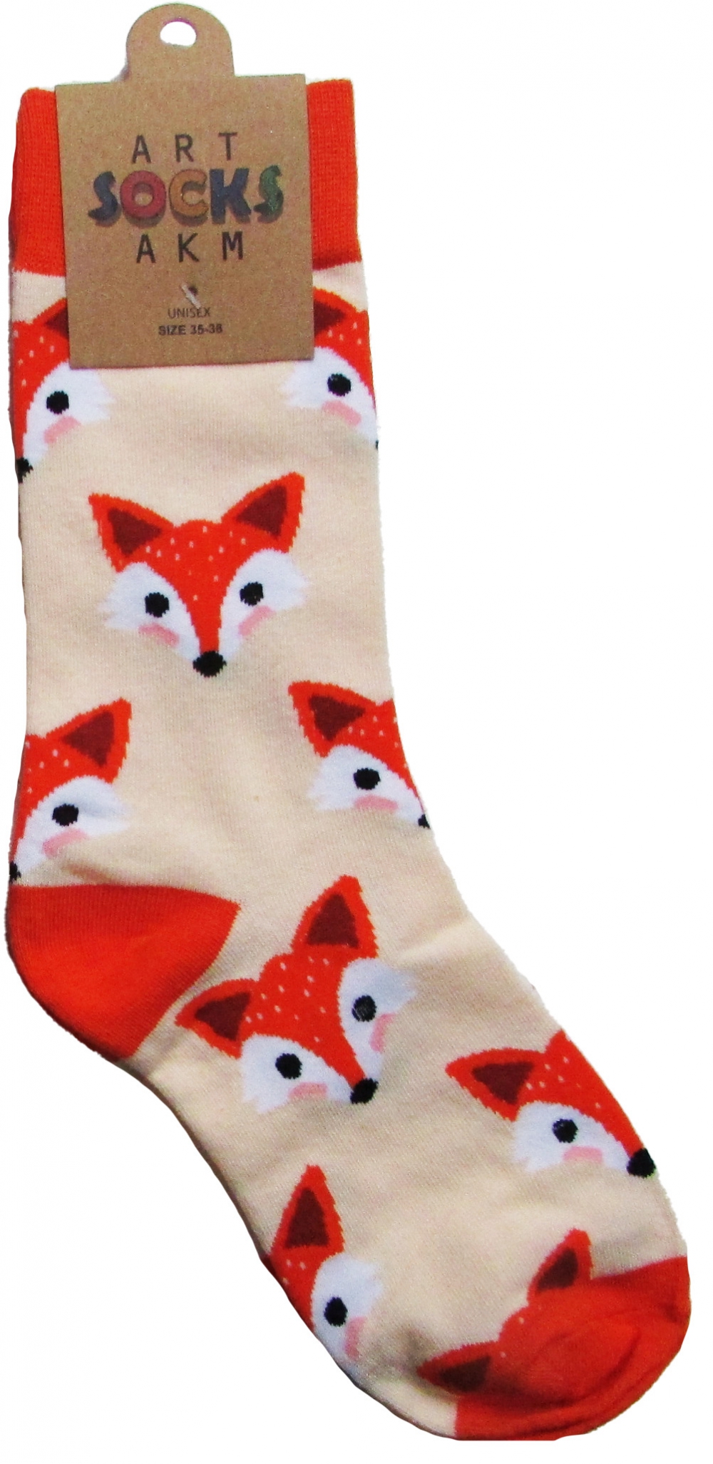 Носки трикотажные, цвет бежевый "Лисички", размер 35-38