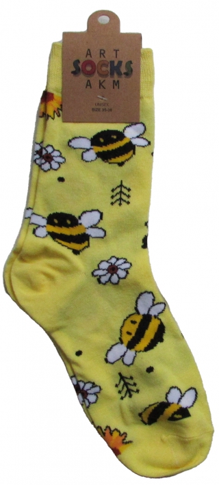 купить Носки трикотажные, цвет желтый "Пчелки", размер 35-38