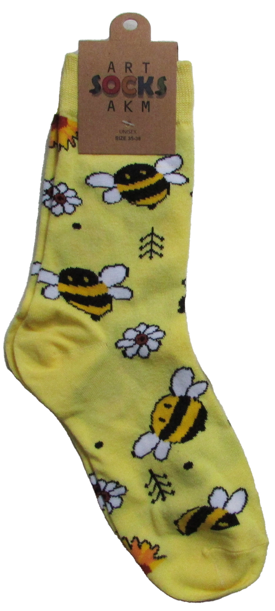 Носки трикотажные, цвет желтый "Пчелки", размер 35-38