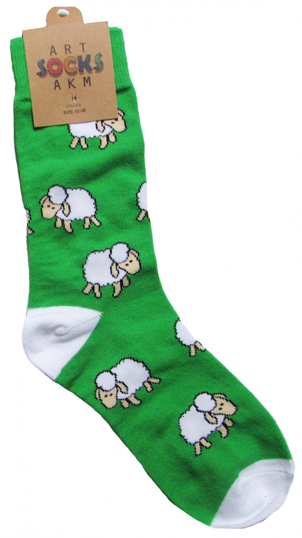 Носки трикотажные, цвет зеленый "Овечки", размер 35-38