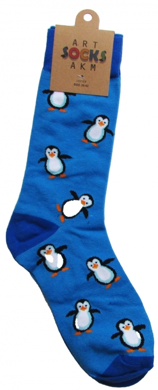 купить Носки трикотажные, цвет светло синий "Пингвины", размер 39-42