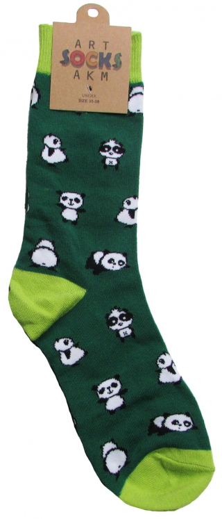 купить Носки трикотажные, цвет темно зеленый "Панды", размер 35-38