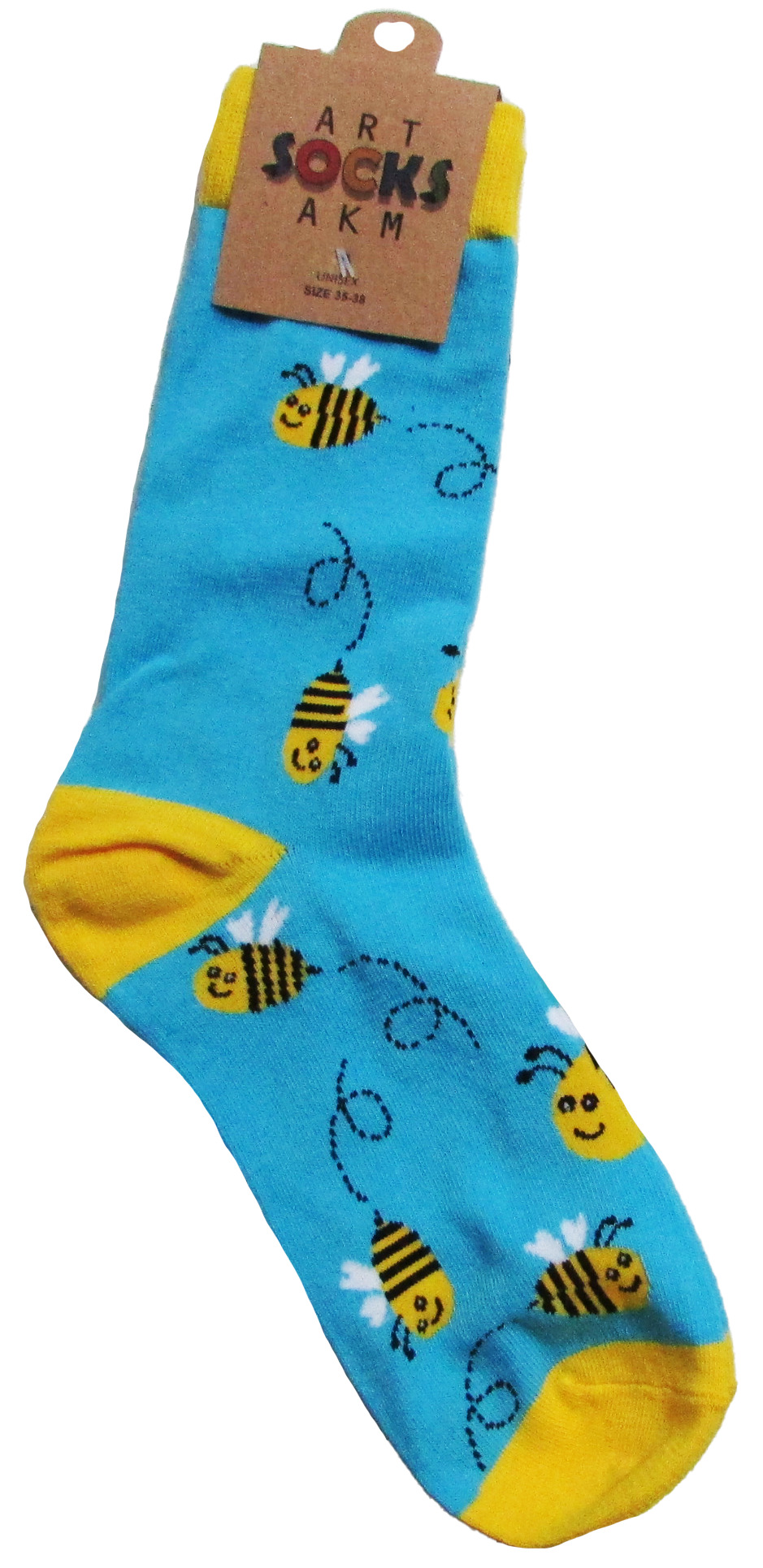 Носки трикотажные, цвет голубой "Пчелки", размер 35-38