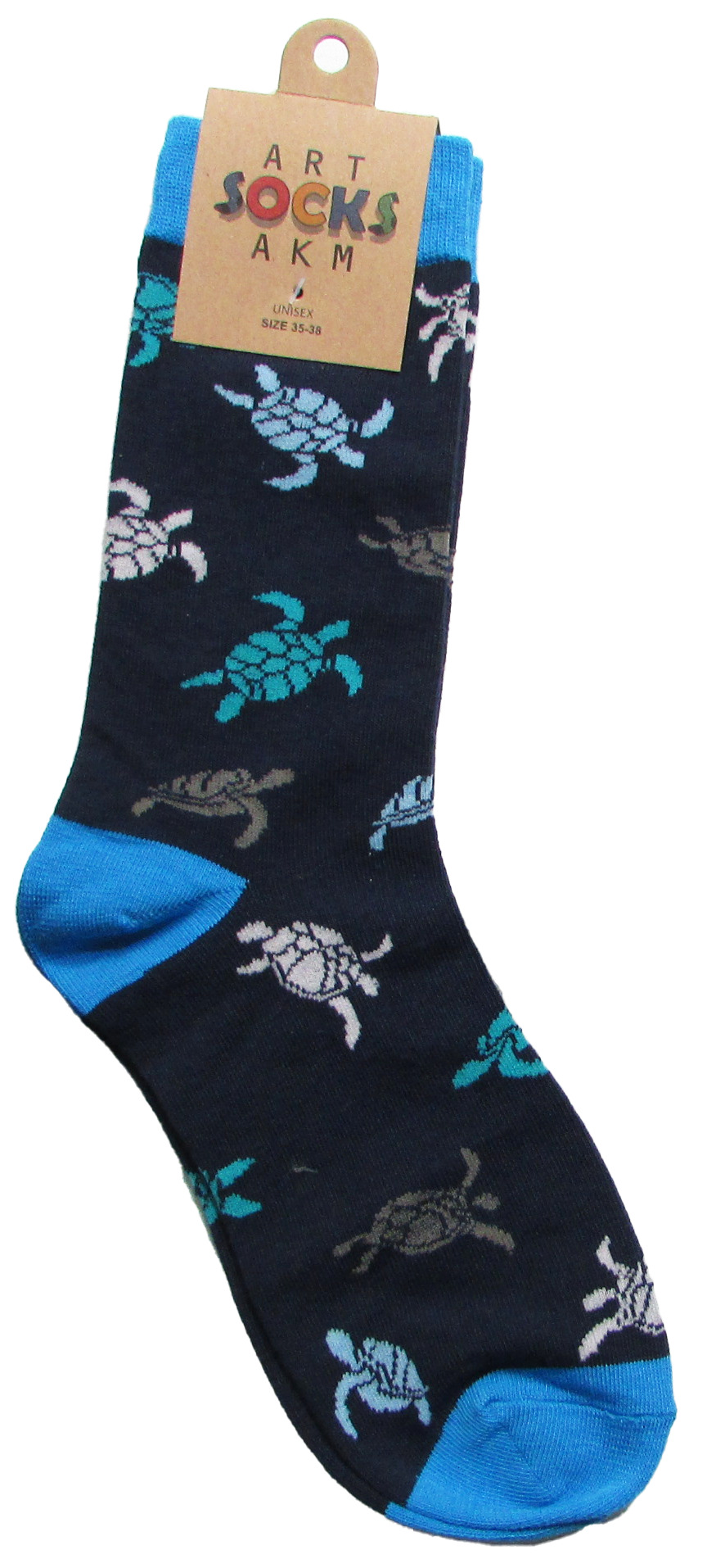 Носки трикотажные, цвет темно синий "Черепашки", размер 35-38