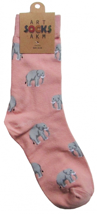 купить Носки трикотажные, цвет розовый "Слоны", размер 35-38