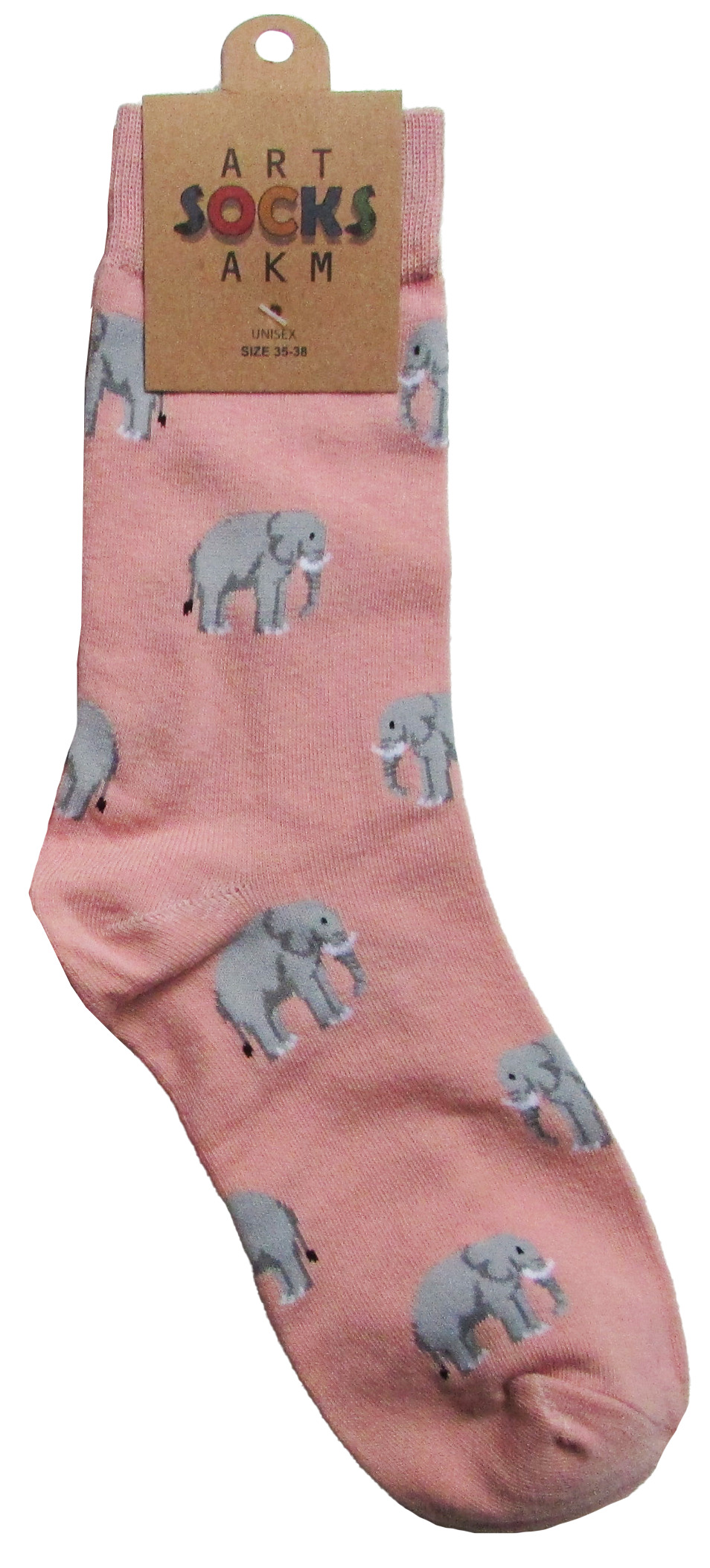 Носки трикотажные, цвет розовый "Слоны", размер 35-38