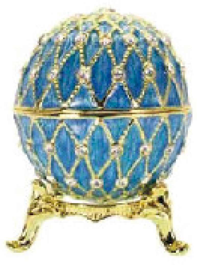 Яйцо пасхальное "Сетка 4 ряда" со стразами, цвет голубой