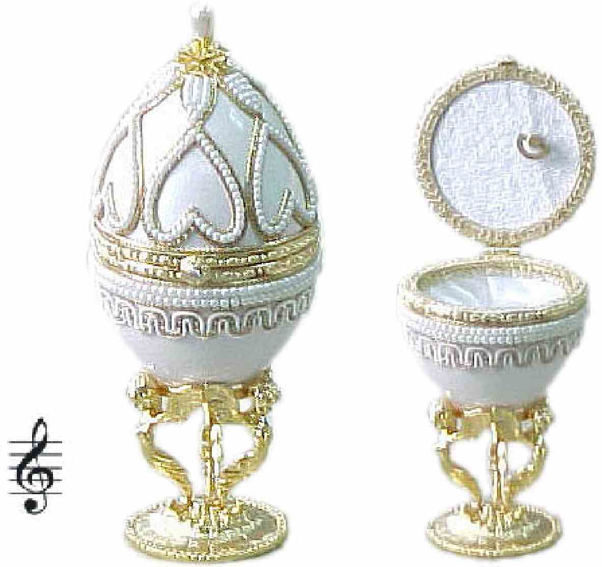Яйцо пасхальное музыкальное "Ландыш", цвет белый