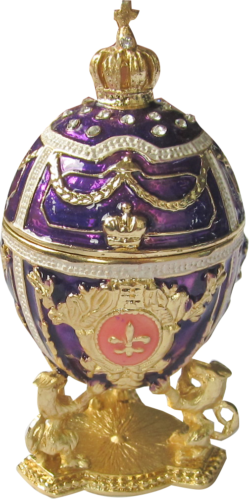 Яйцо пасхальное "Со львами и с короной" , цвет фиолетовый